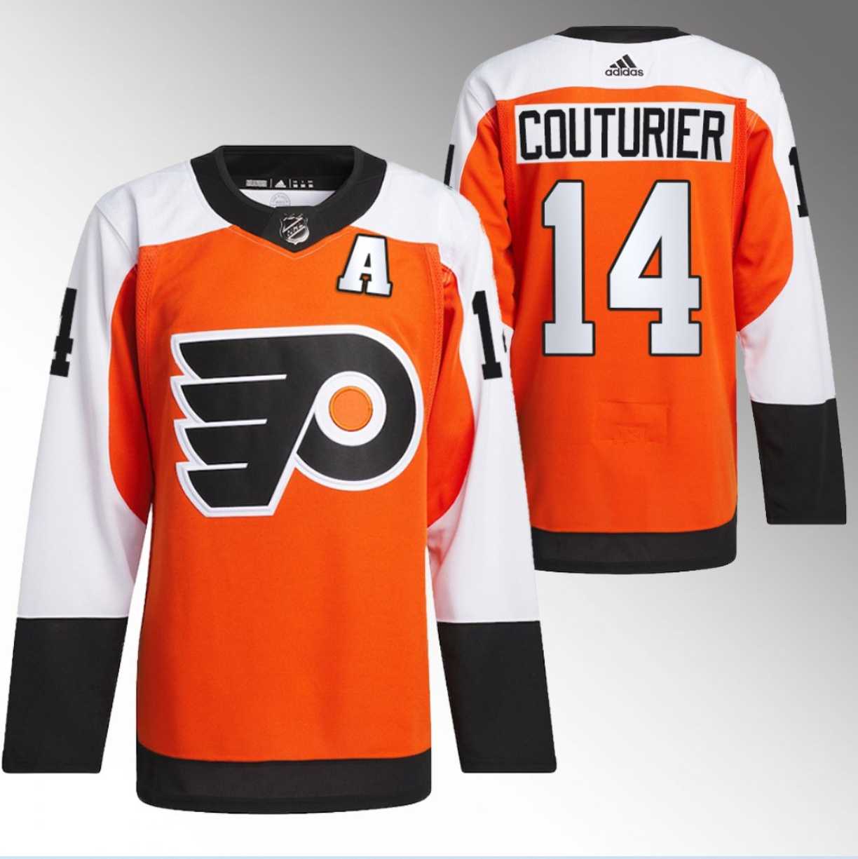 Mens Philadelphia Flyers #14 Sean Couturier 2023-24 Orange Stitched Jersey Dzhi->philadelphia flyers->NHL Jersey